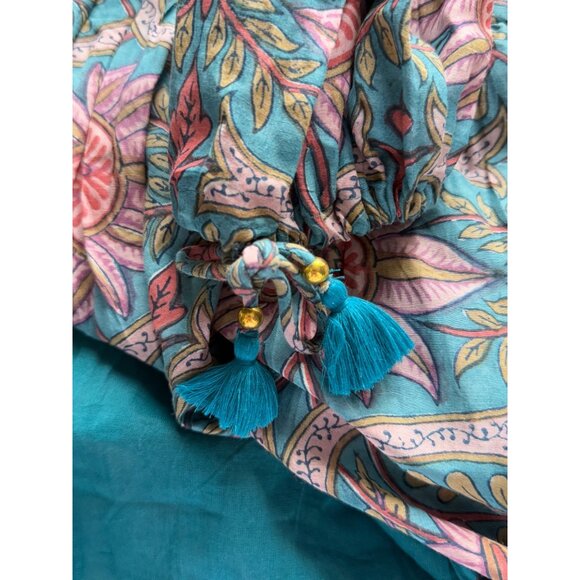 Oliphant Women's Yoke Dress Long Sleeve Boho Floral Ruffle-Neck $348 Size S - Picture 9 of 9